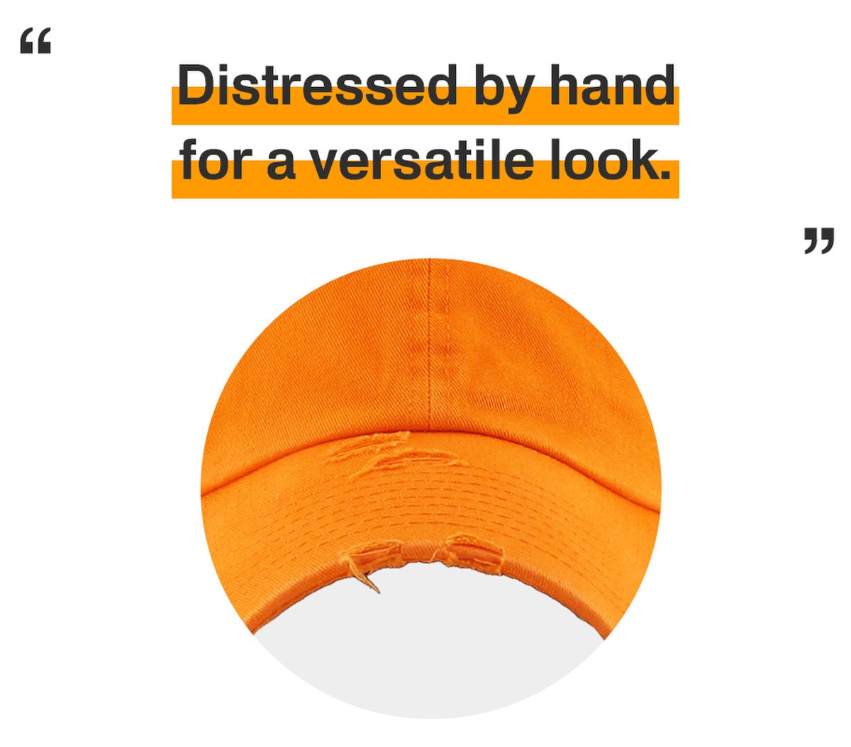 Orange Distressed Vintage Baseball Cap Front View